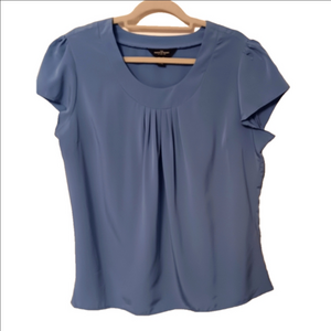 The Outfitters Land's End Periwinkle Lightweight Cap‎ Sleeve Pull-on Blouse Top